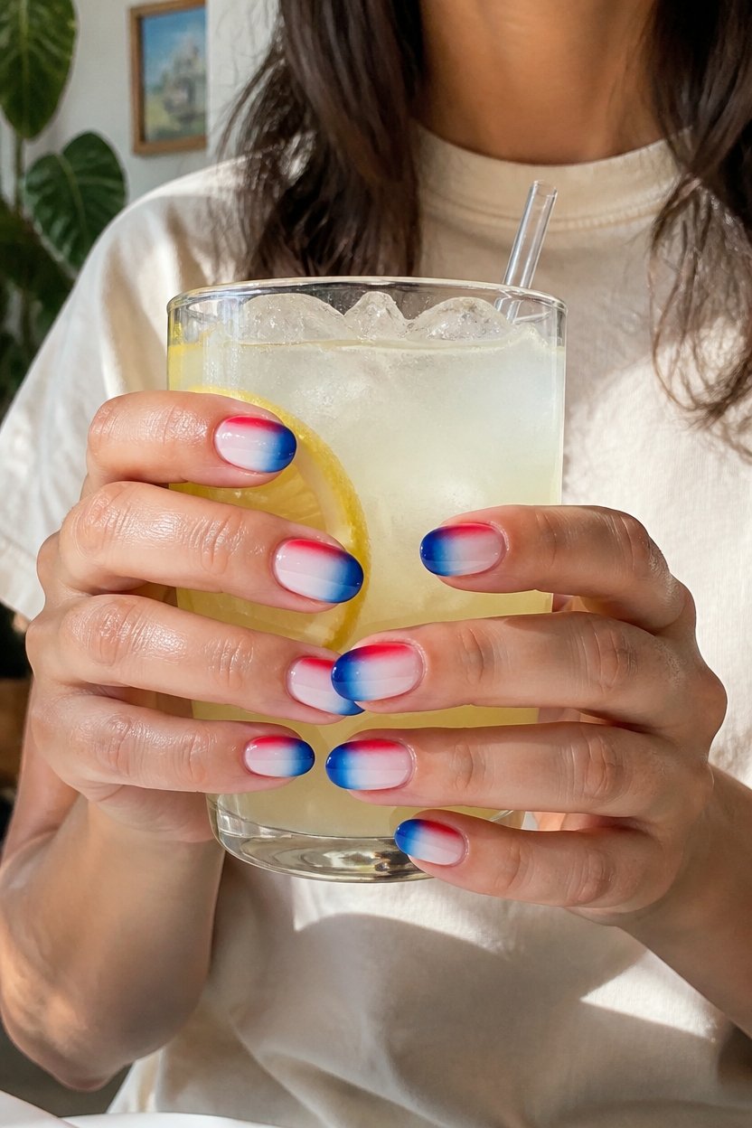 ombre patriotic nail art