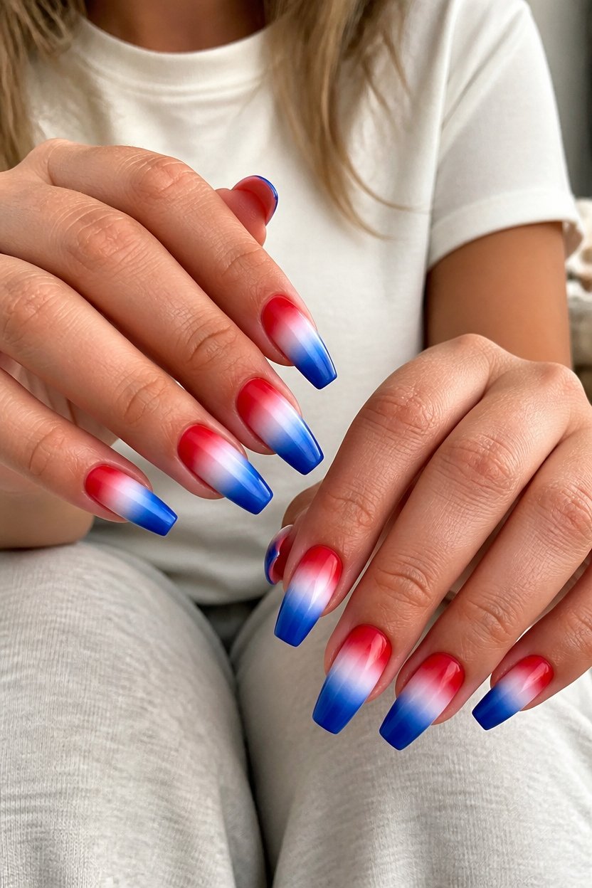 ombre patriotic nail art