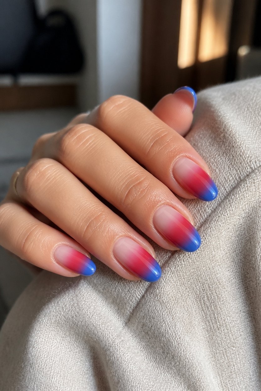 ombre patriotic nail design