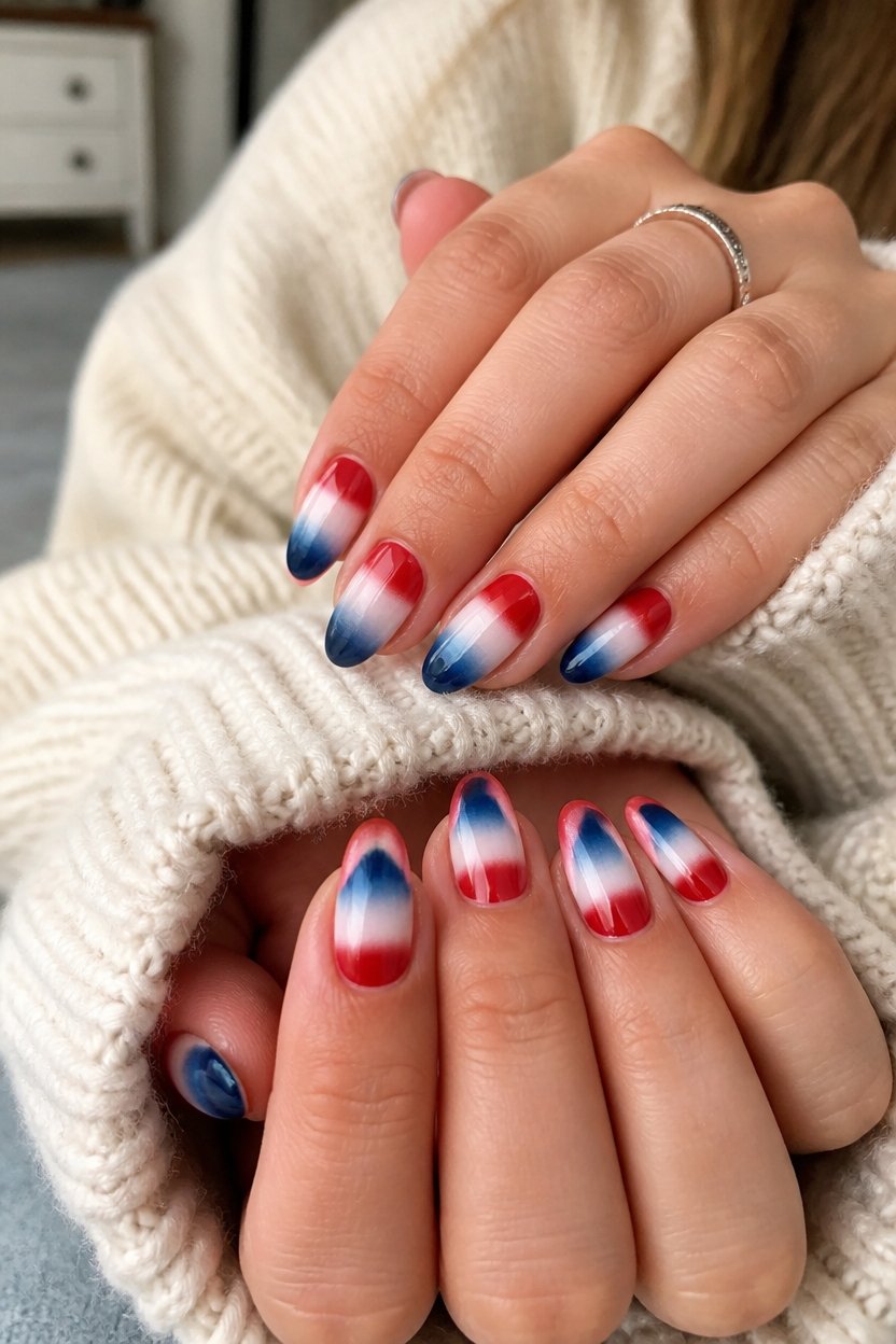 ombre patriotic nail design