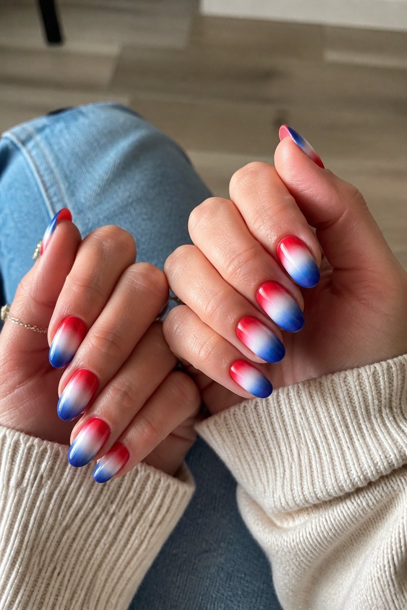 ombre patriotic nail design