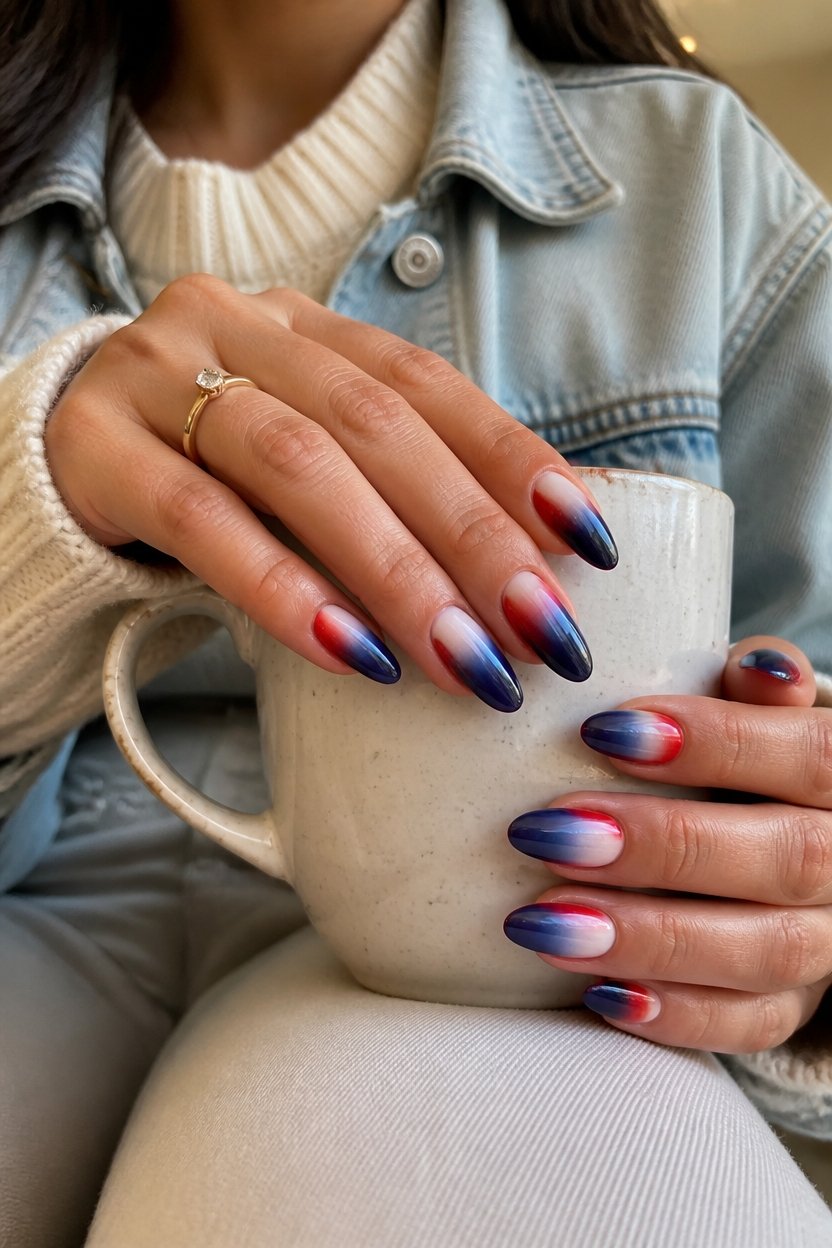 ombre team colors nails