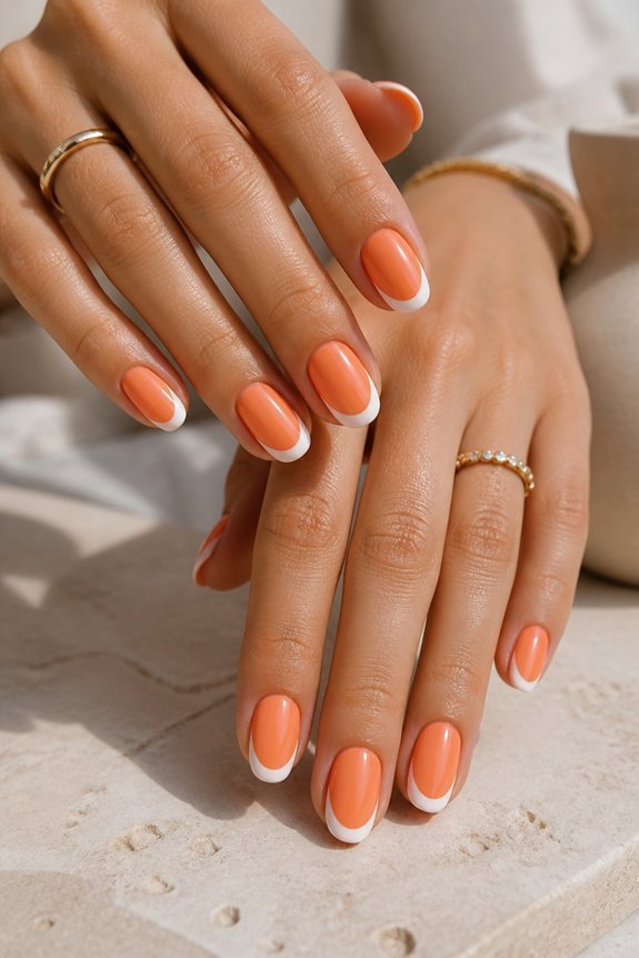 orange pink gradient french tips