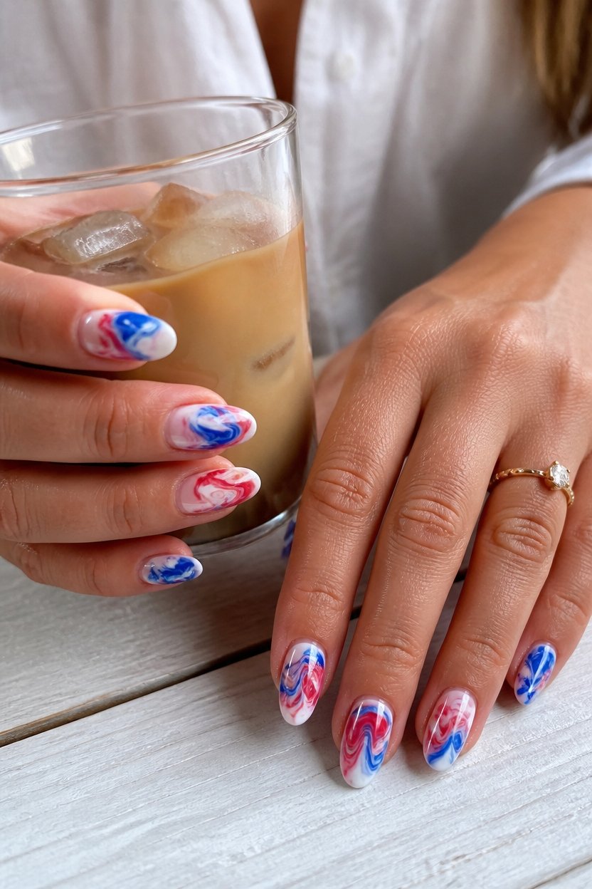 organic patriotic marble nails
