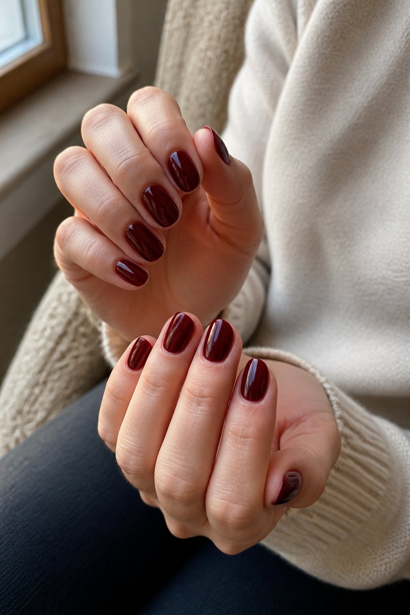 oxblood red nail elegance