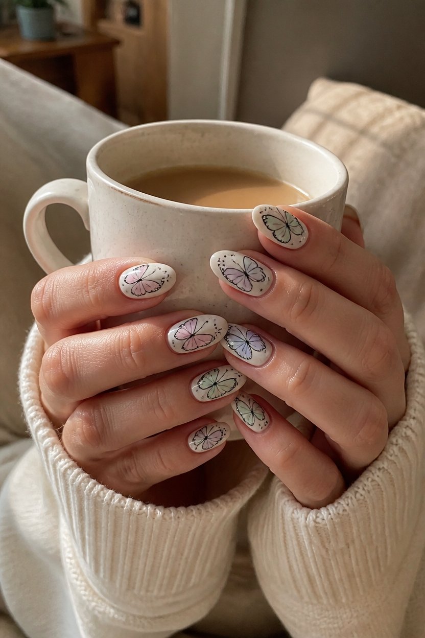 pastel butterflies on neutrals
