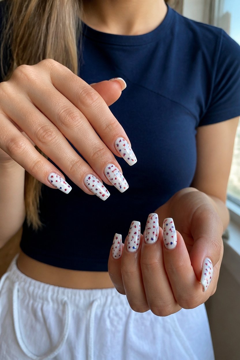 patriotic confetti star nails