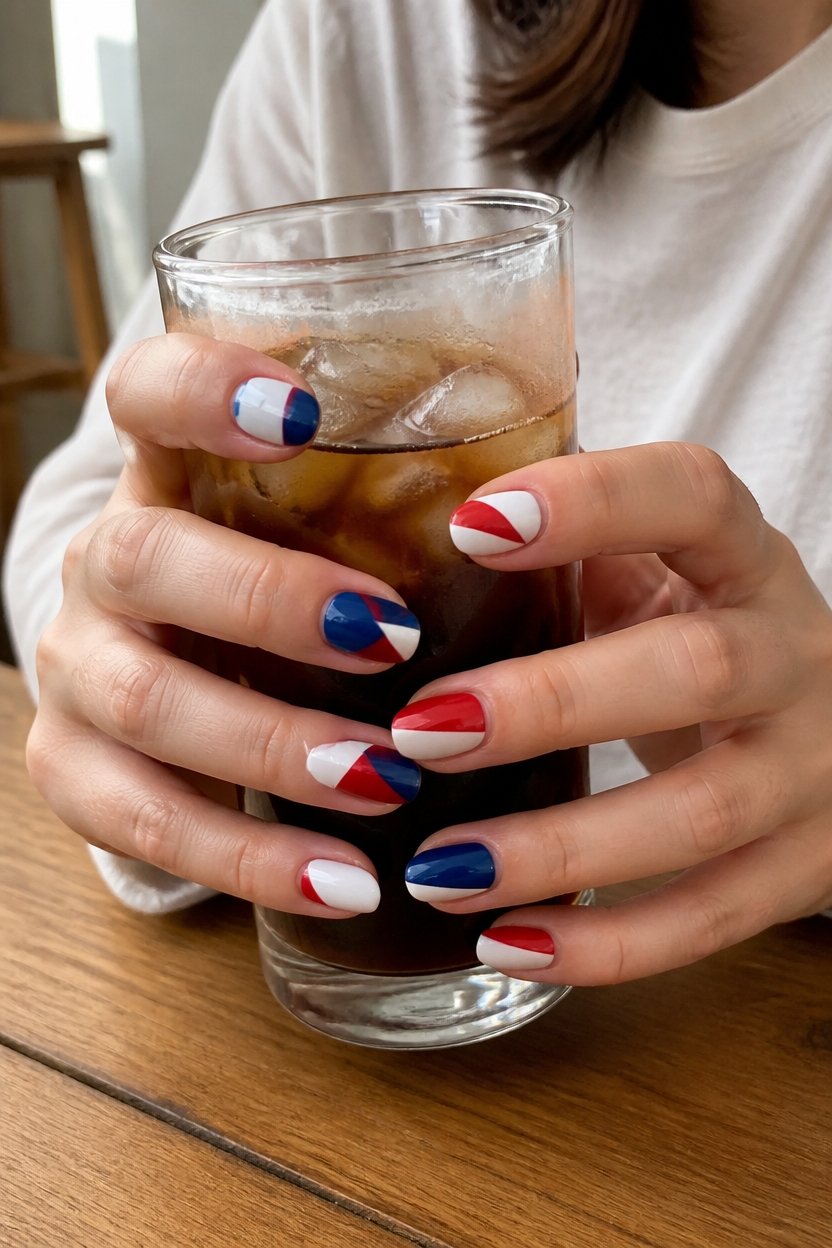patriotic geometric nail design