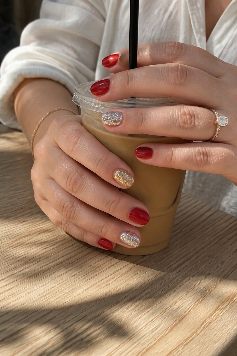 patriotic glitter accent nails
