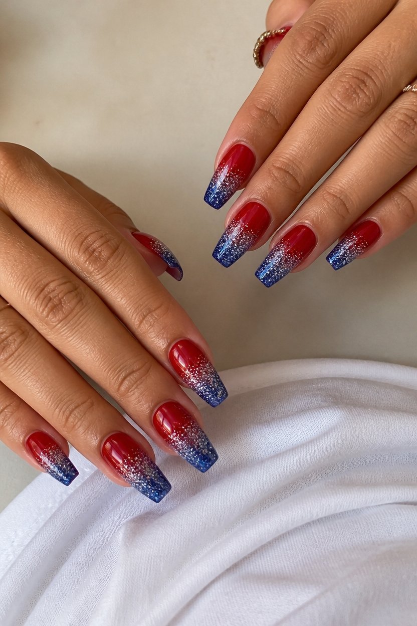 patriotic glitter coffin nails