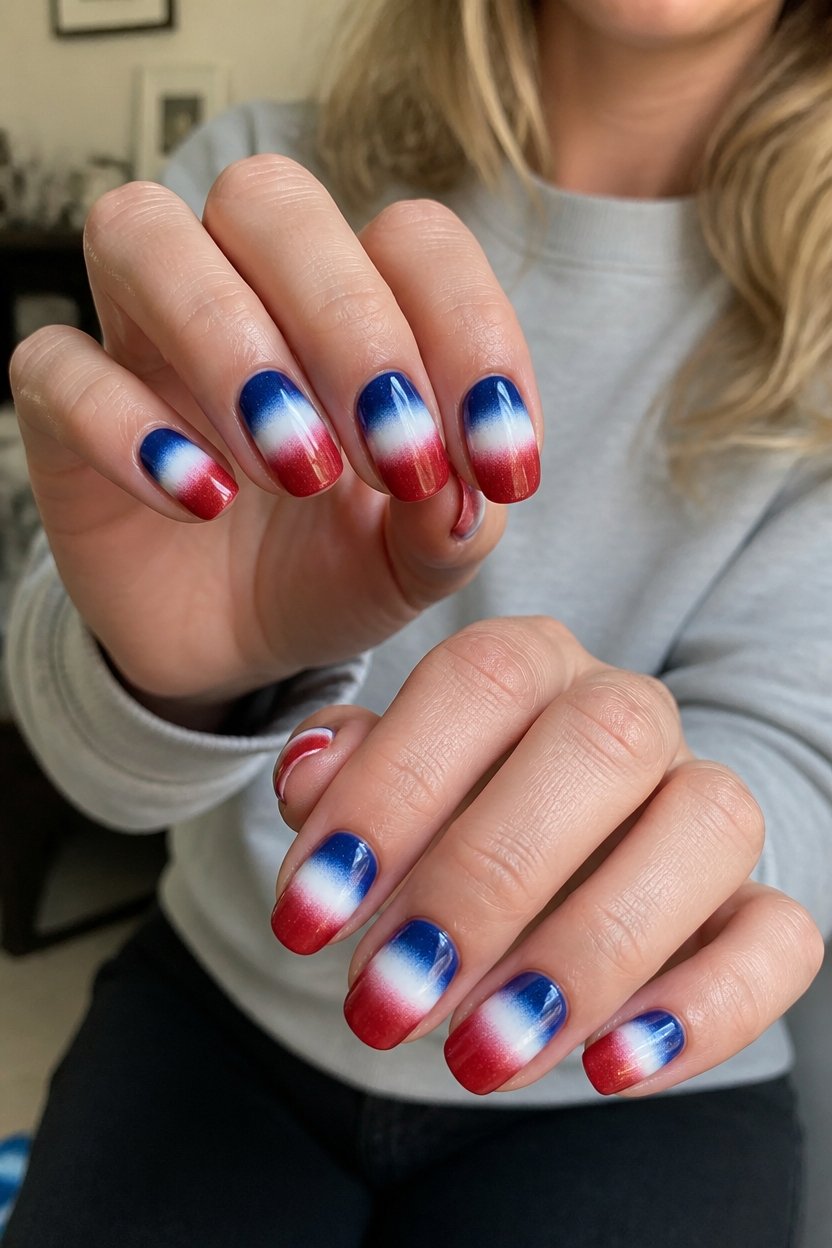 patriotic gradient nail design