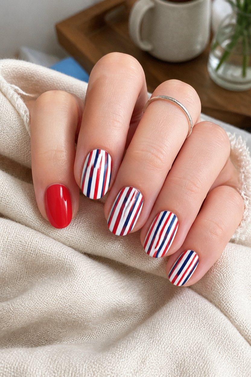 patriotic nail art stripes