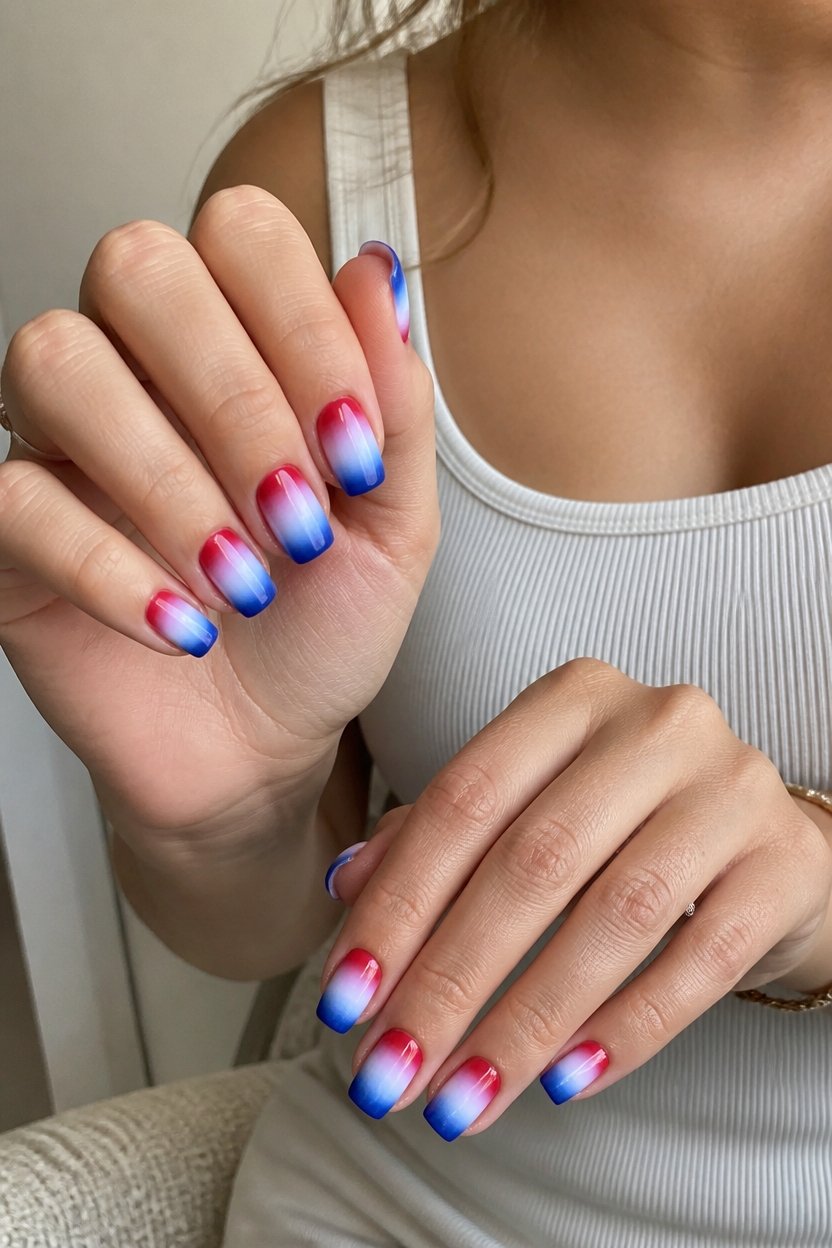 patriotic ombre nail art