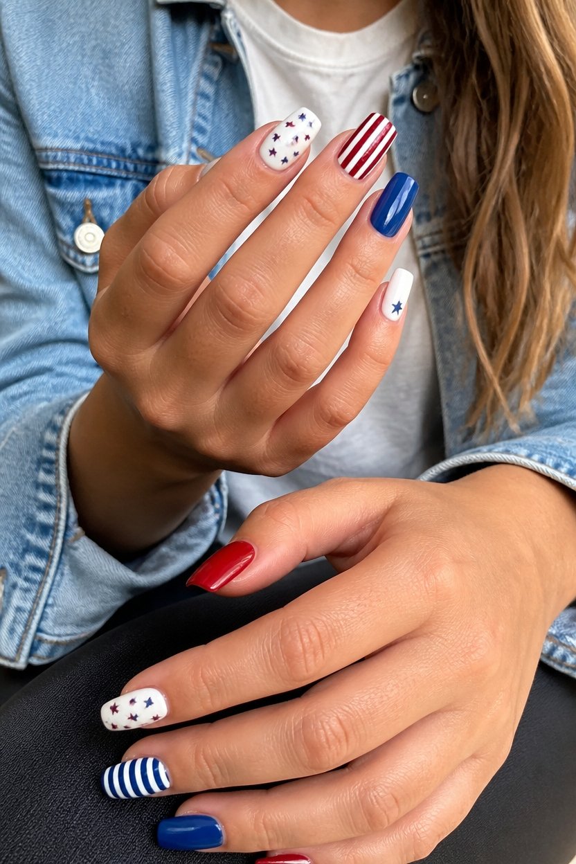patriotic press on nail designs