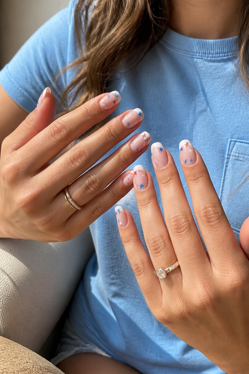patriotic starry french tips