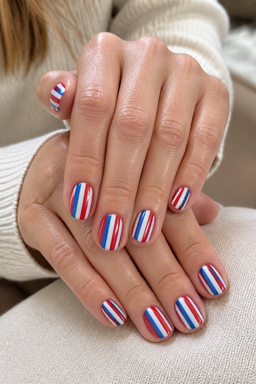 patriotic striped nail art