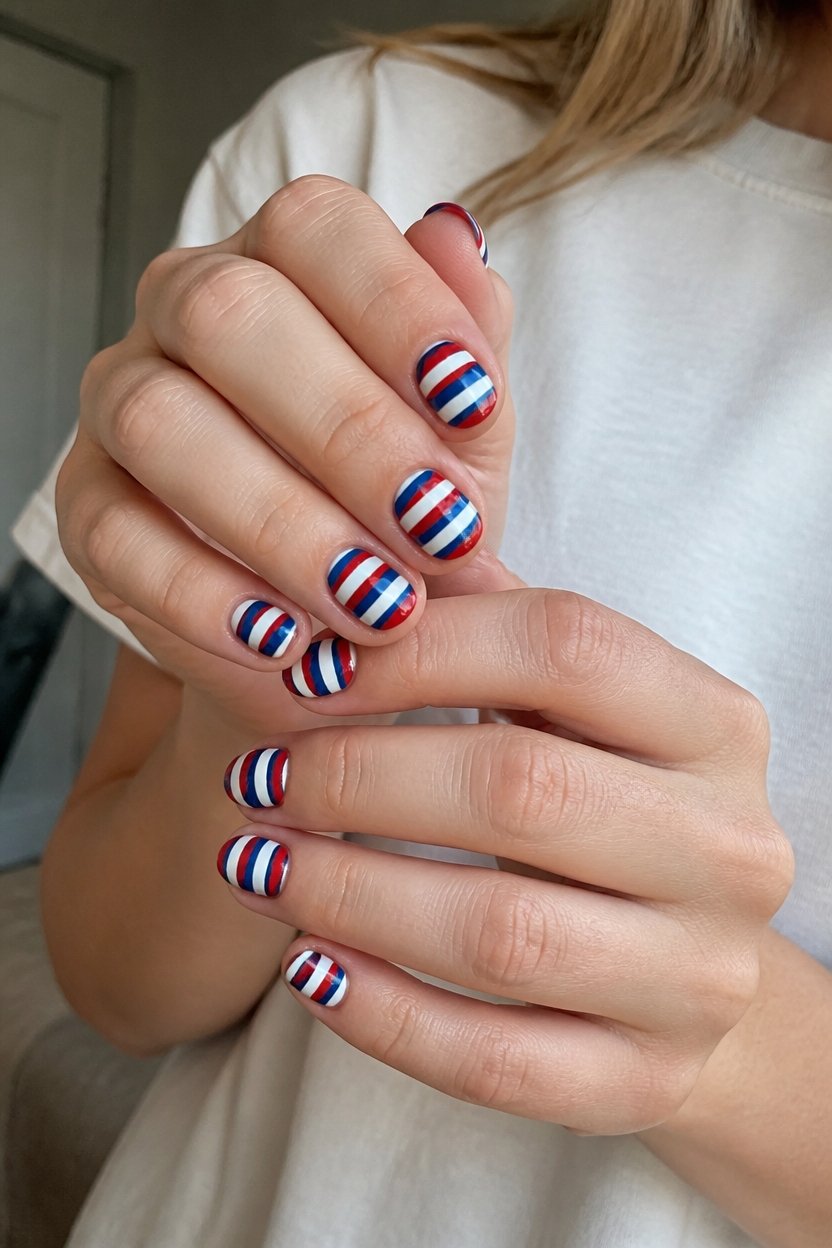 patriotic striped nail art