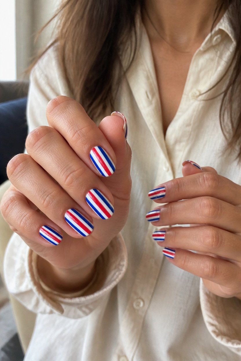 patriotic striped nail art