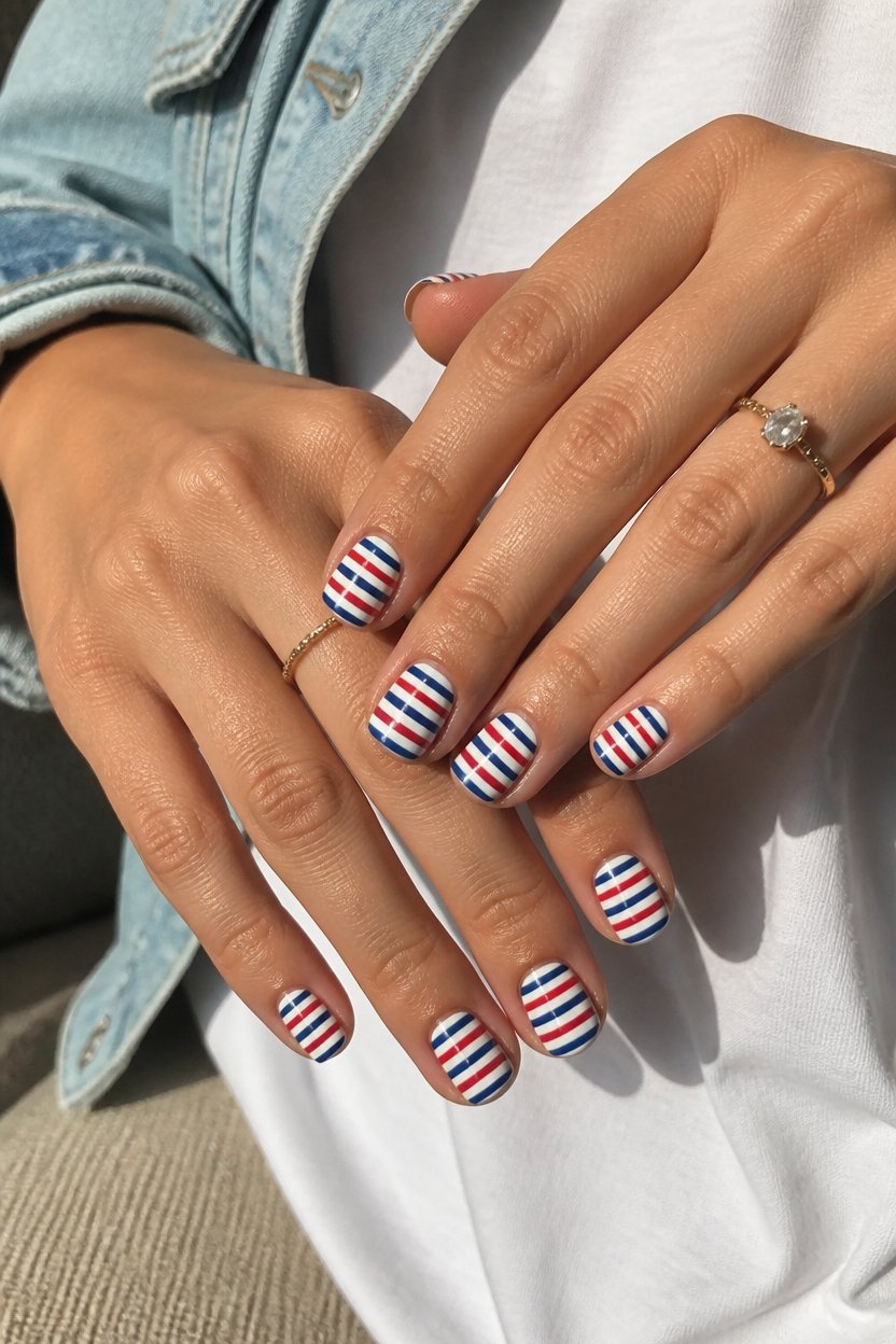 patriotic striped nail design