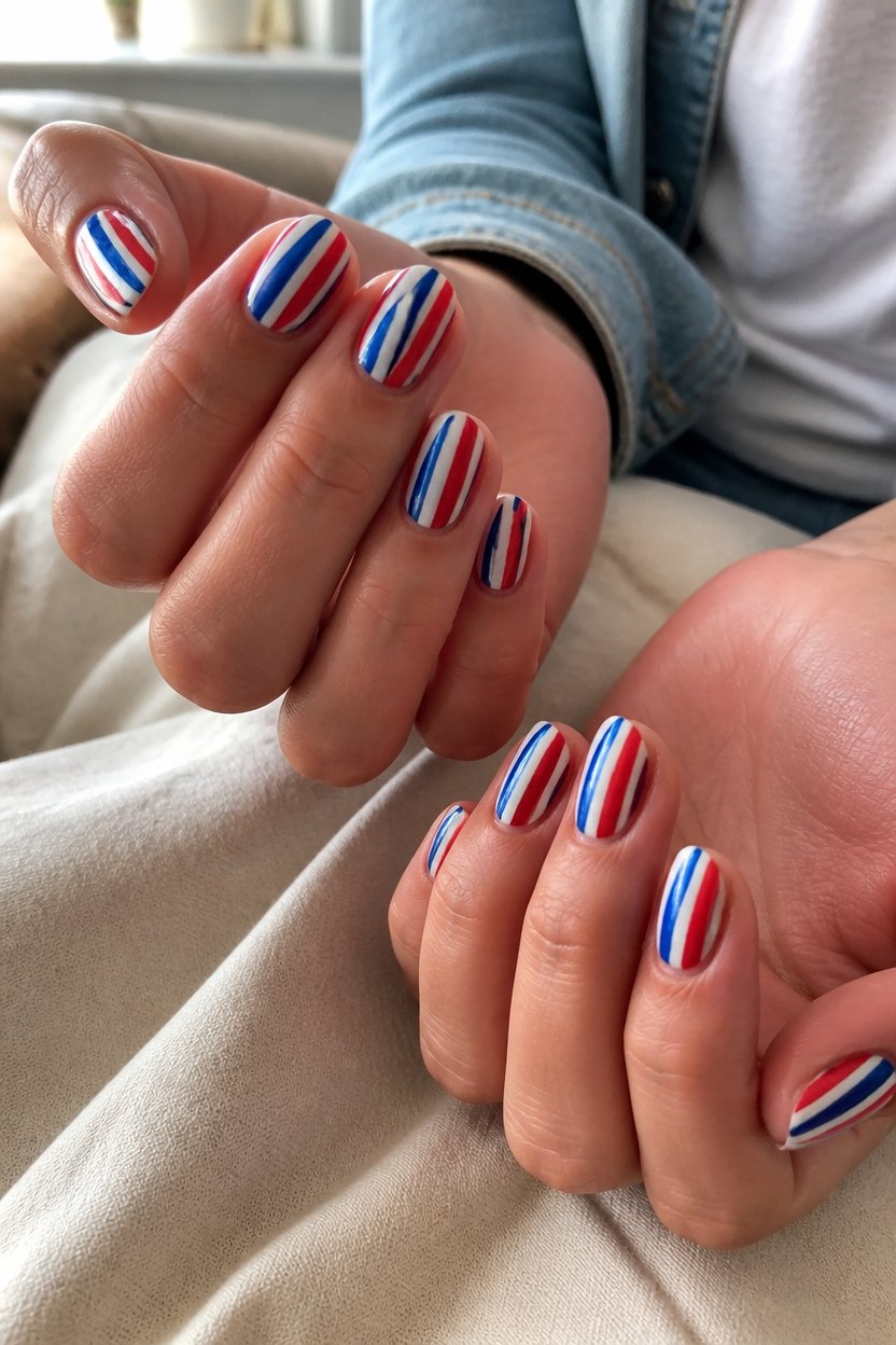 patriotic striped nail design