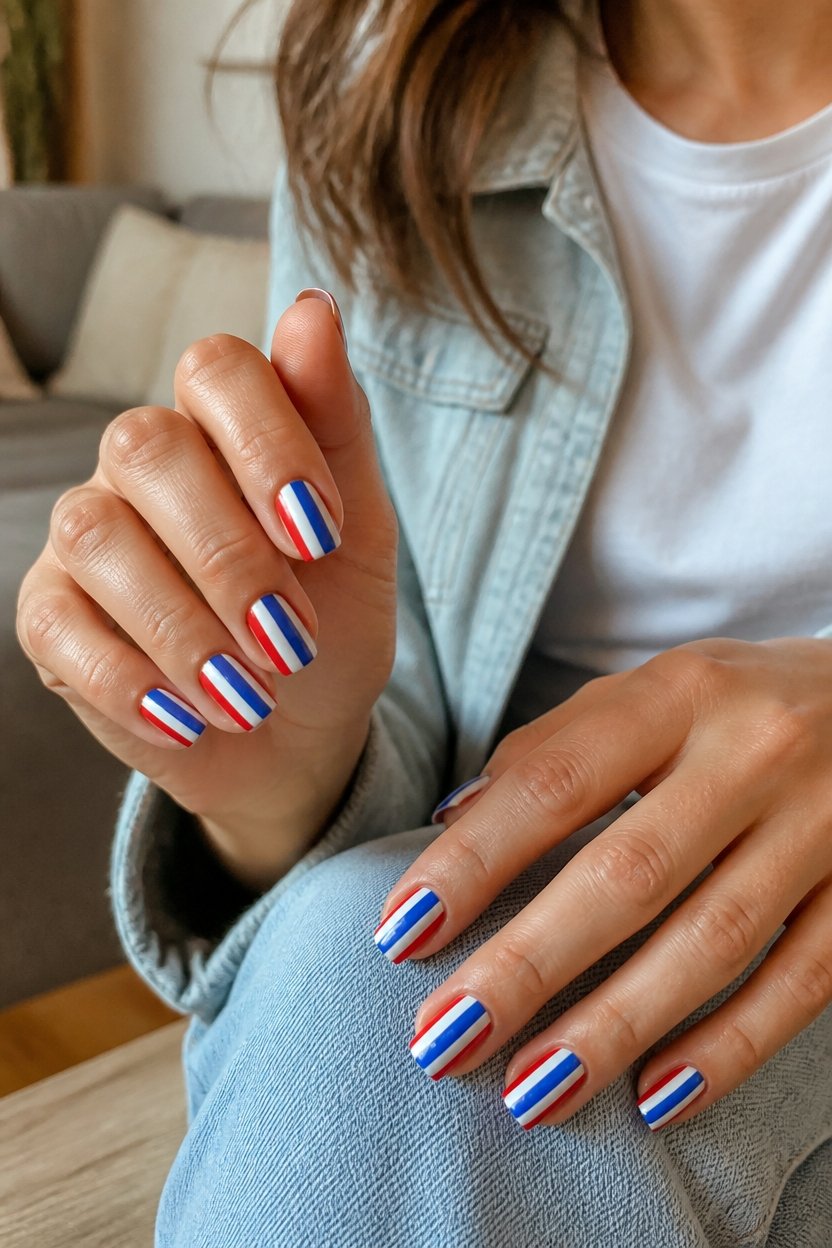 patriotic striped nail design