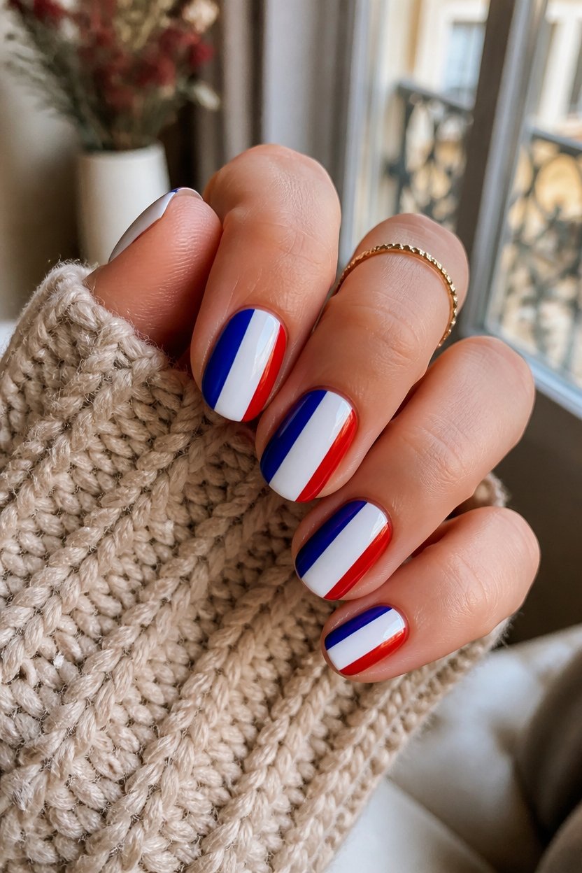 patriotic tricolor nail art