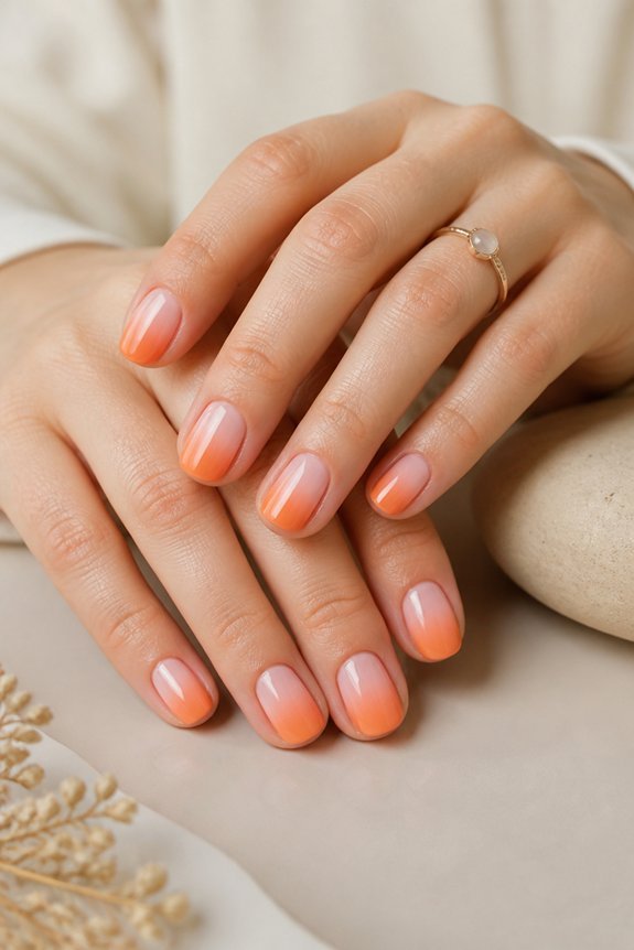 peachy ombre nail art