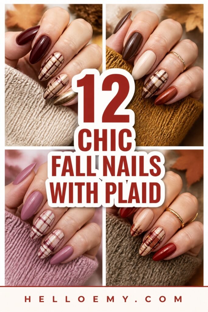 plaid inspired autumn nail designs