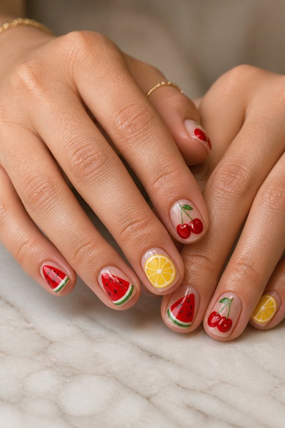 playful fruit nail designs