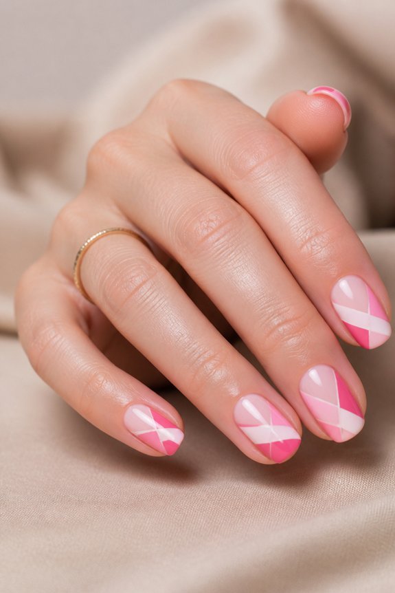 playful pink geometric nails