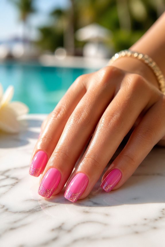 poolside glitter nail artistry