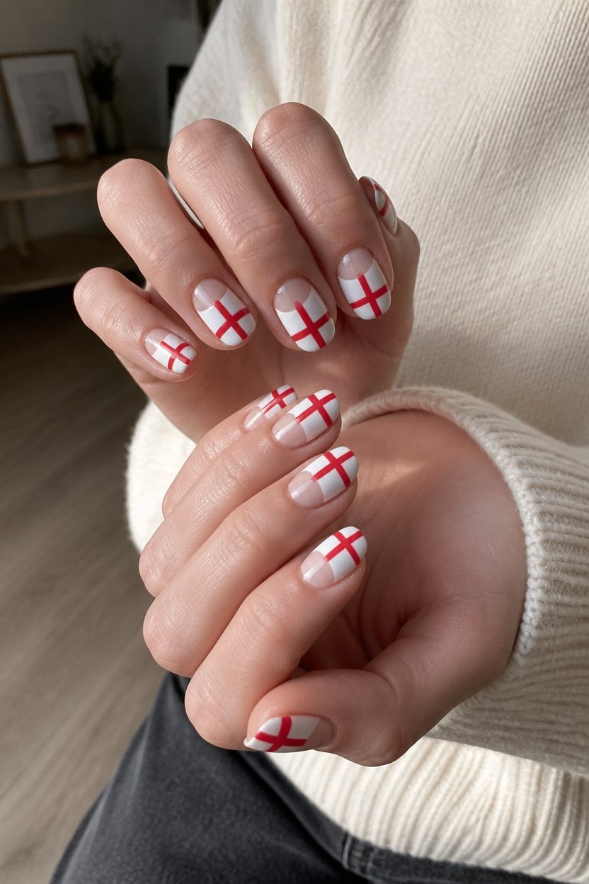 red and white nails