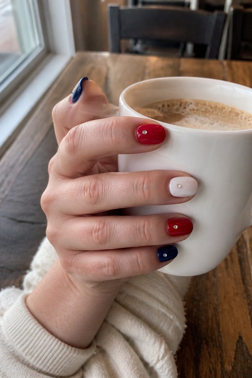 rhinestone accented nail art