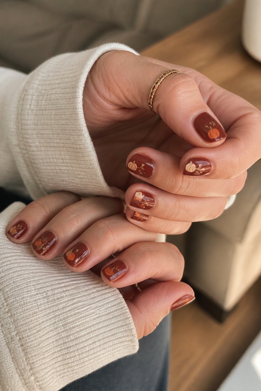 rust red pumpkin nails