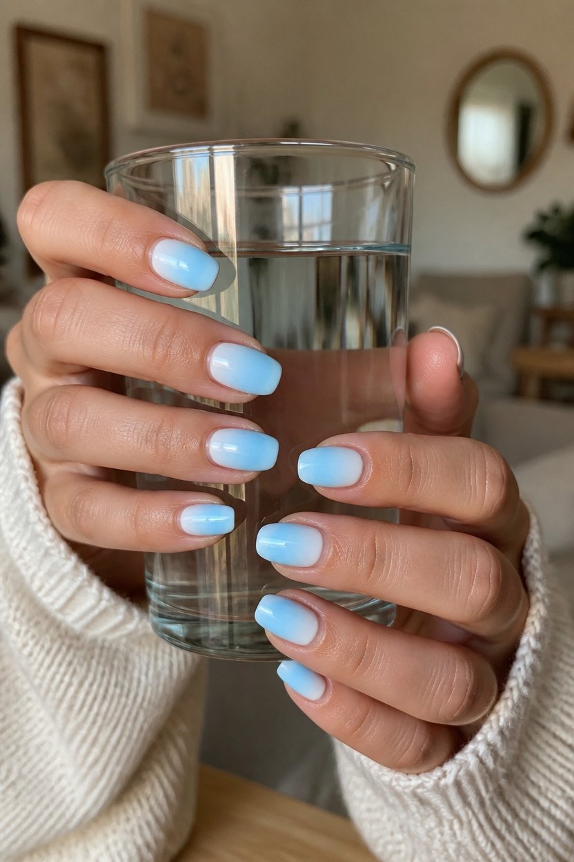 seamless blue white nail art