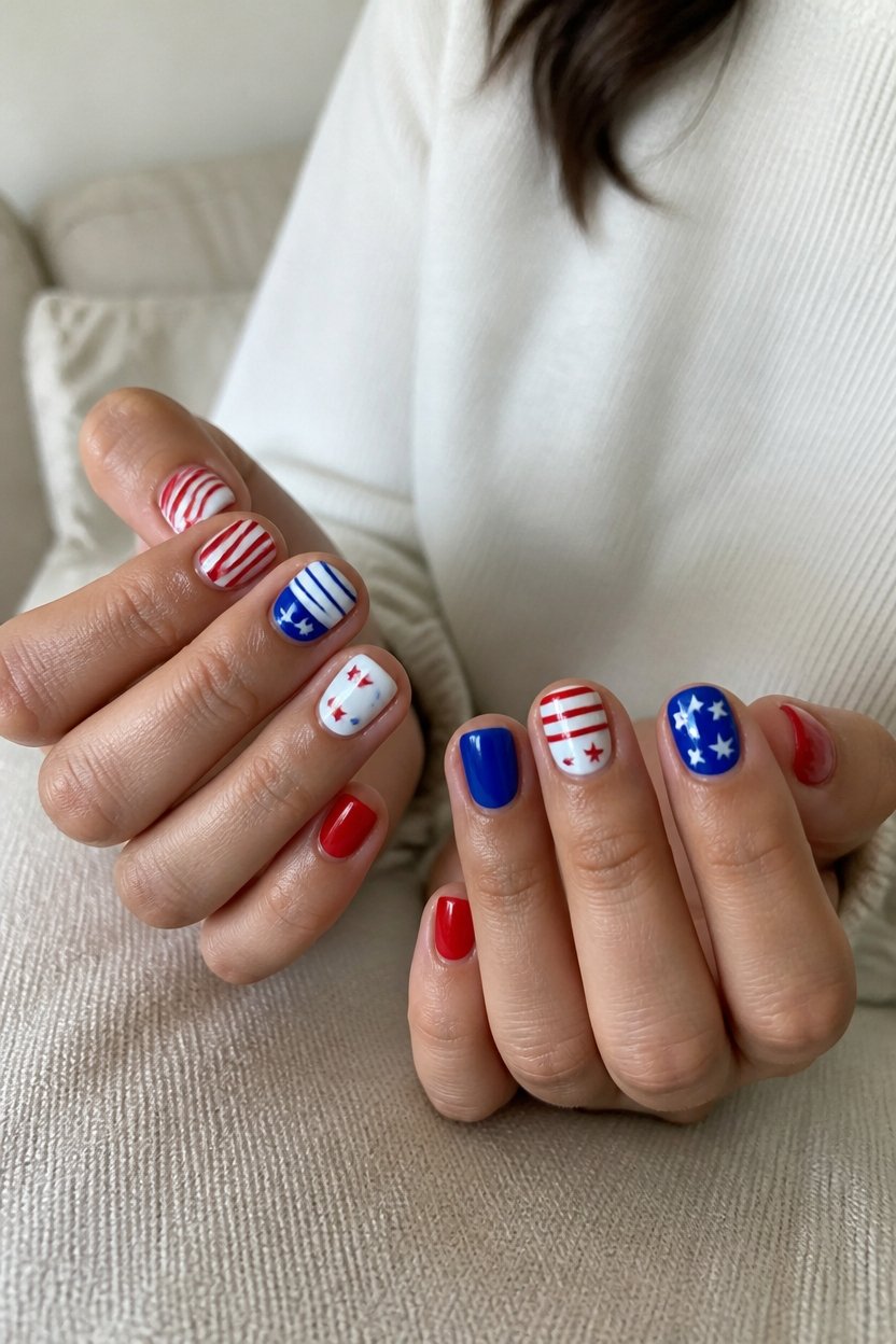 simple patriotic nail art