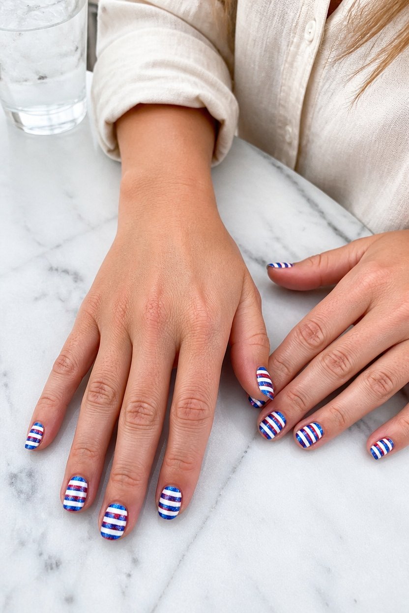 sleek patriotic nail stripes