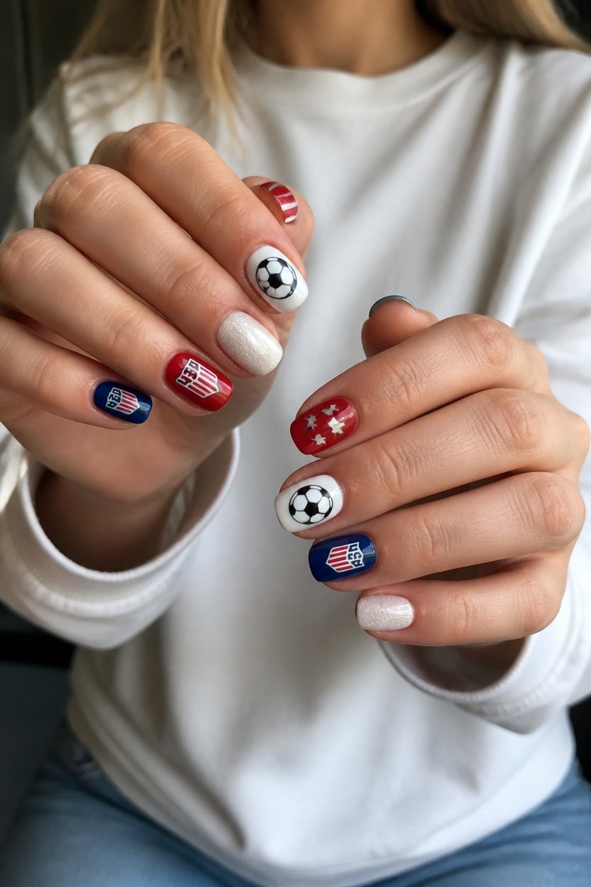 soccer themed nail art