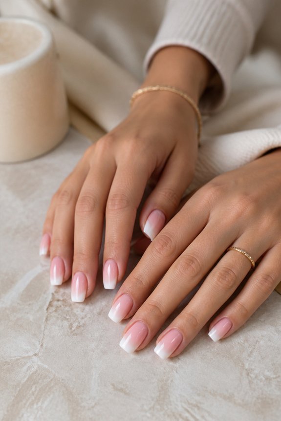 soft pink to white ombr