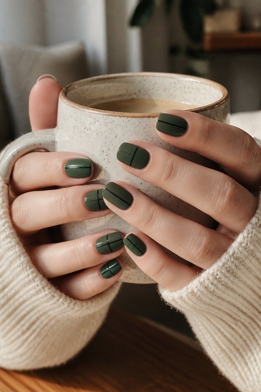 sophisticated forest green nails