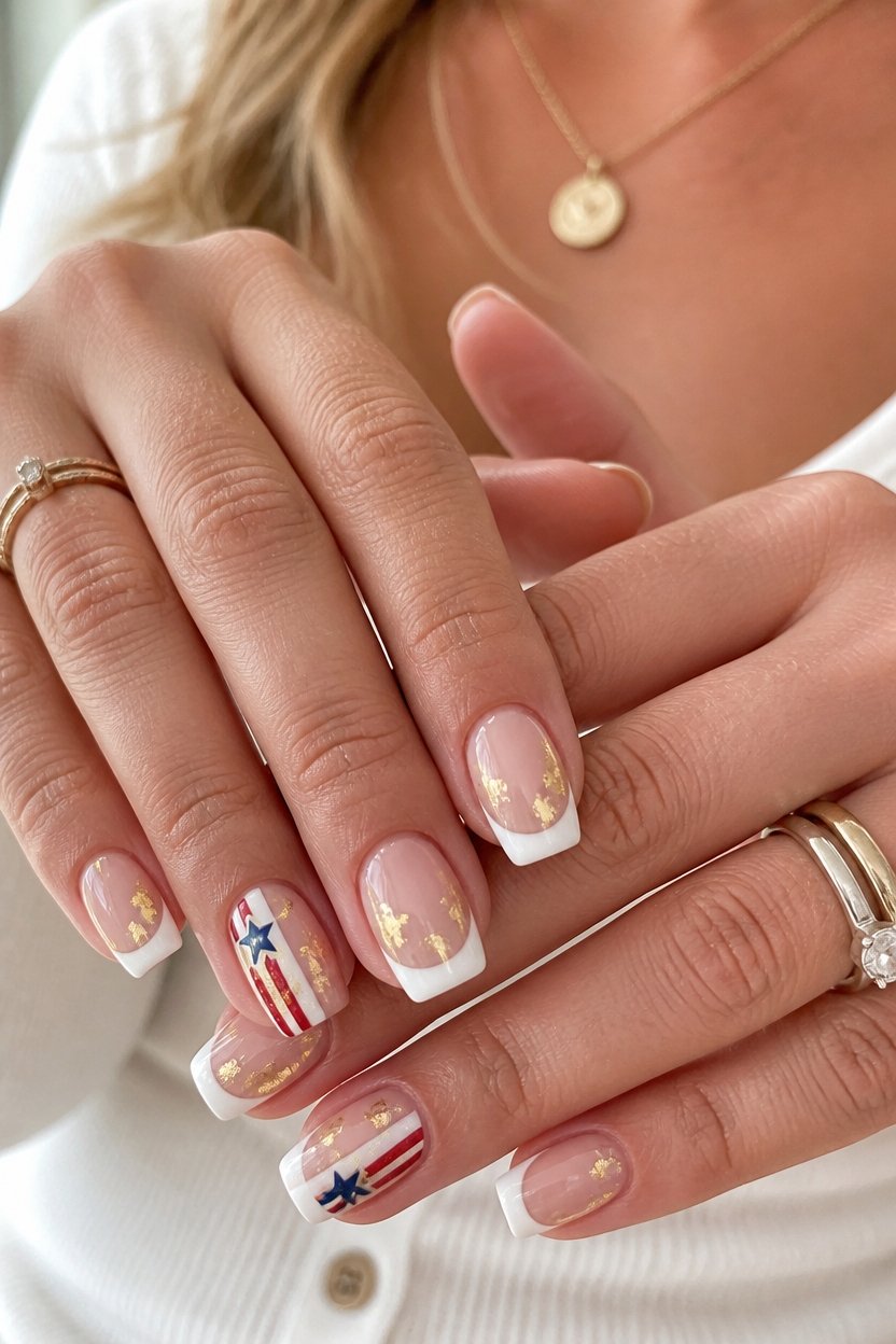 sophisticated patriotic celebration nails