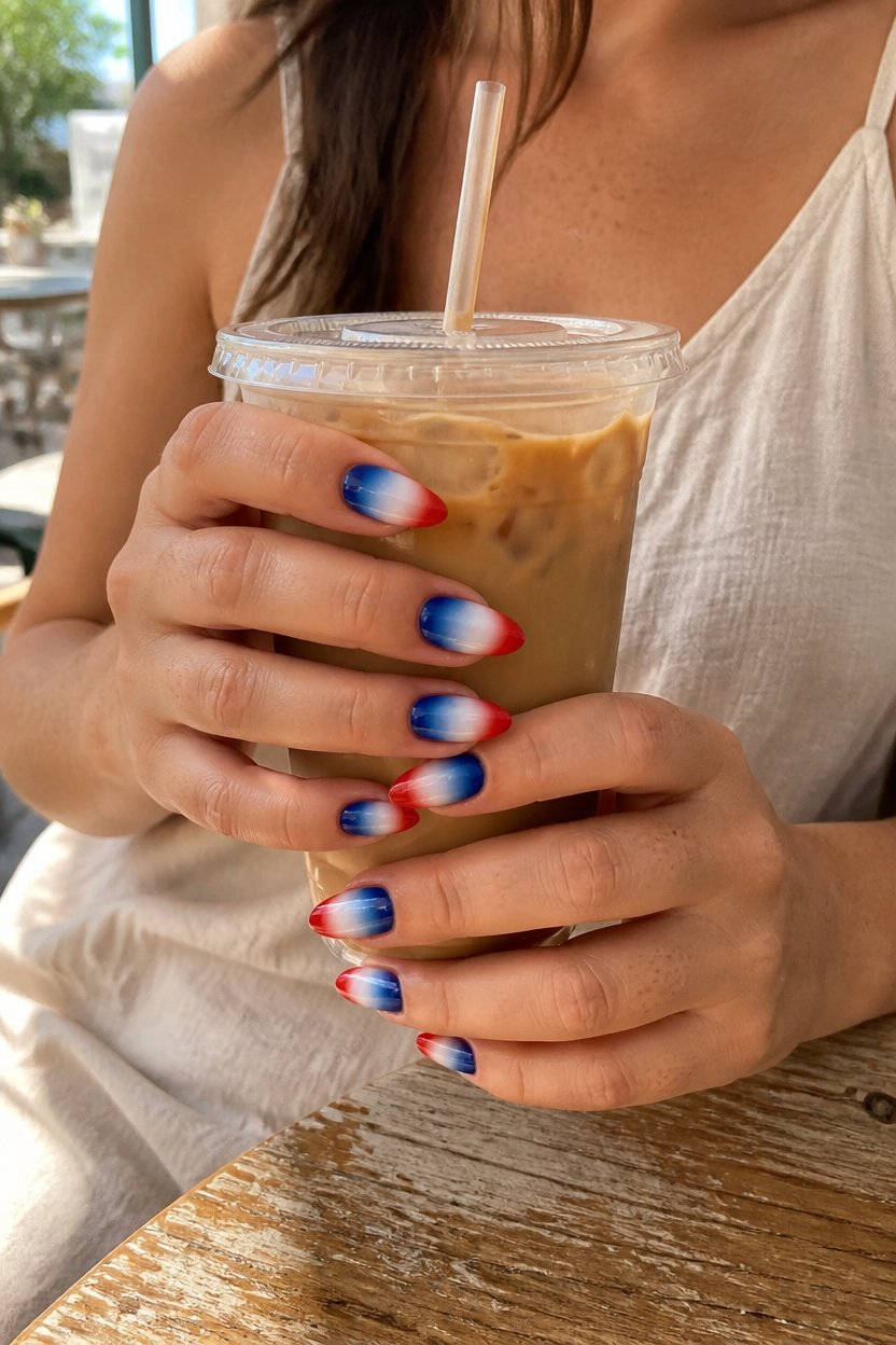 sophisticated patriotic ombre nails