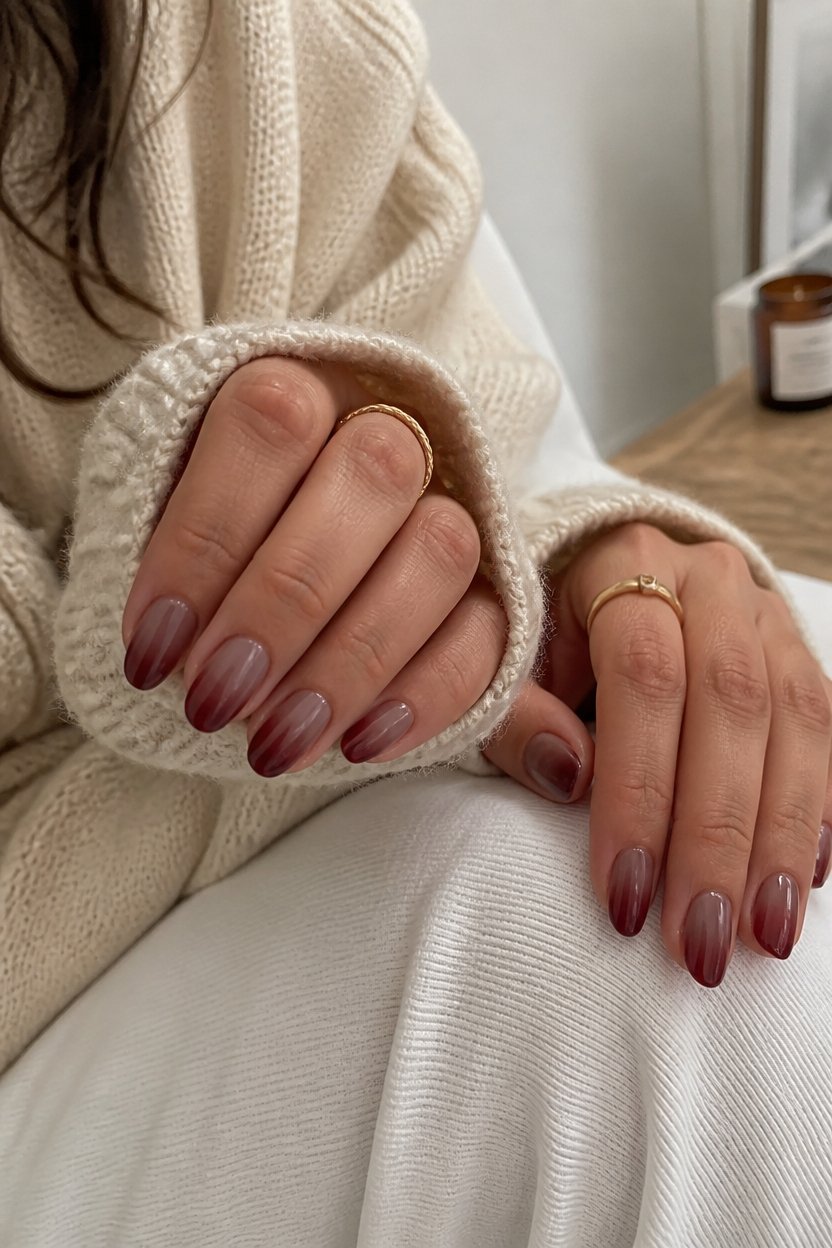 sophisticated taupe burgundy ombre
