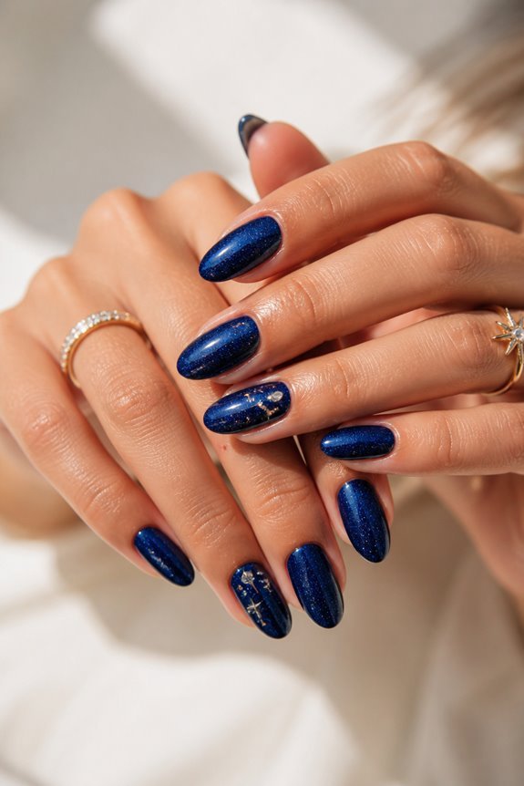 sparkling dark blue nails
