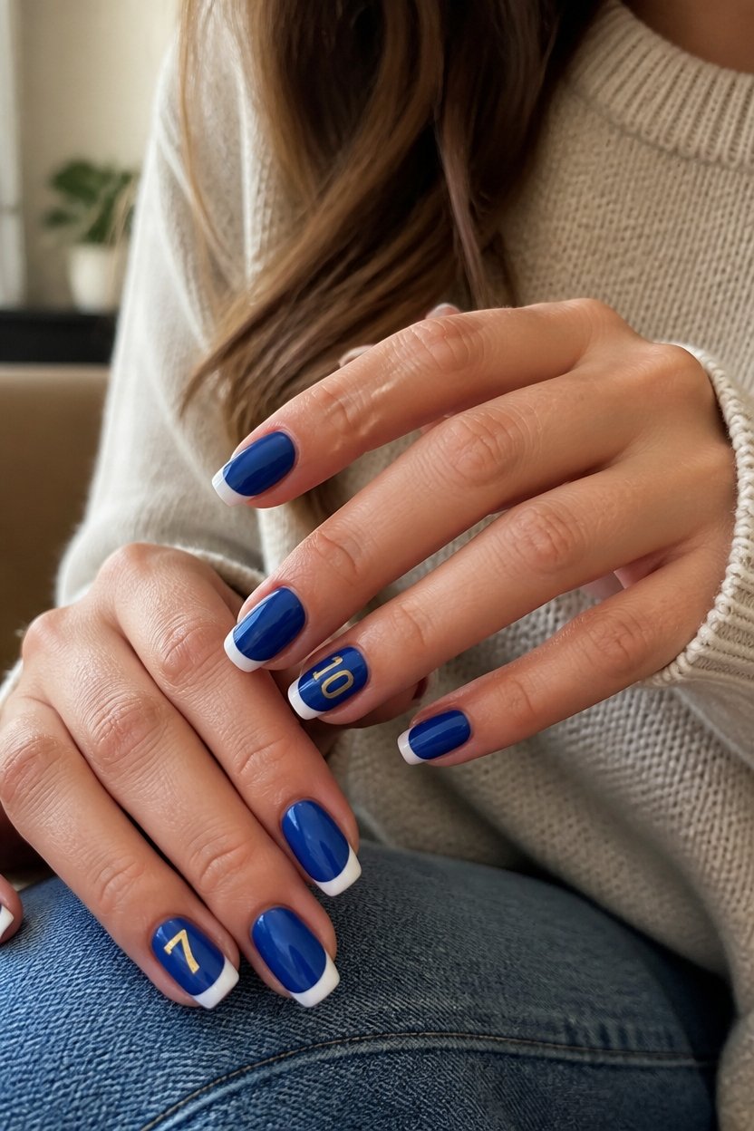 sporty french tip nails