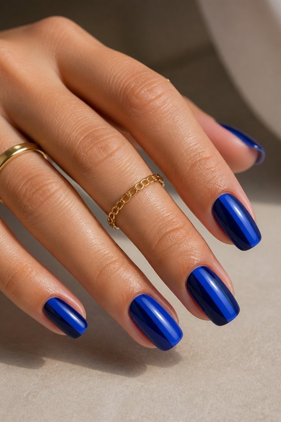 striped blue nail design