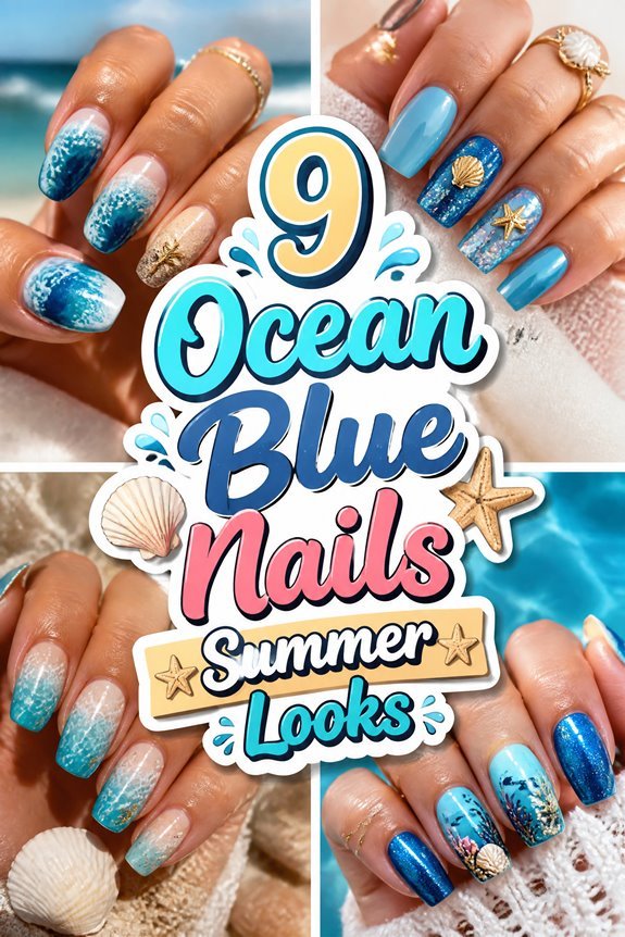 summer inspired ocean blue nails