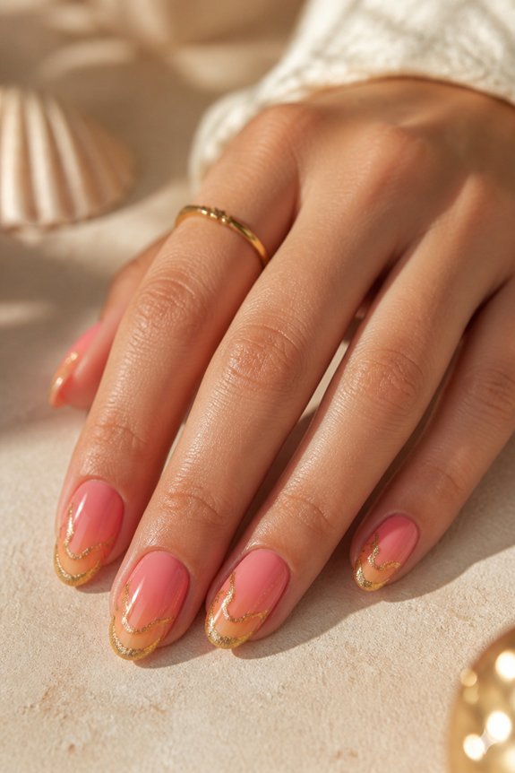 sunset inspired coral nails