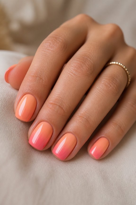 sunset inspired ombre nail art