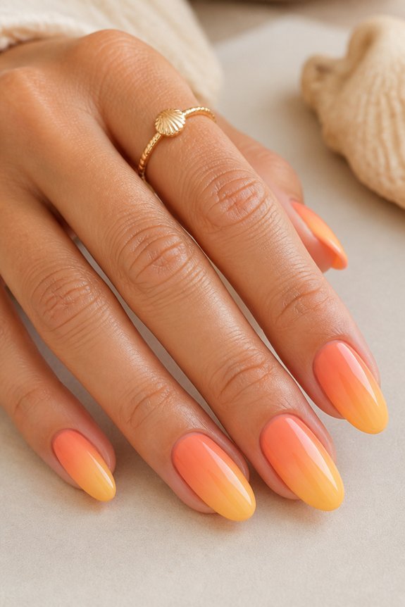 sunset inspired ombre nails